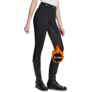 winter thermal fleece lined equestrian breeches high waist plush riding tights