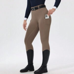 women's horseshoe silicone full seat riding breeches with phone pockets