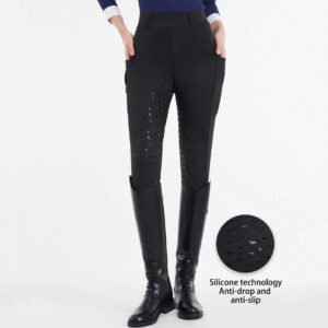women's high waist full seat silicone grip riding breeches with side pockets