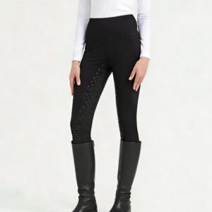black high waisted riding breeches with phone pockets – full seat silicone grip