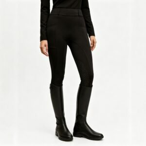 professional all black riding breeches – honeycomb full seat grip & cross back detail