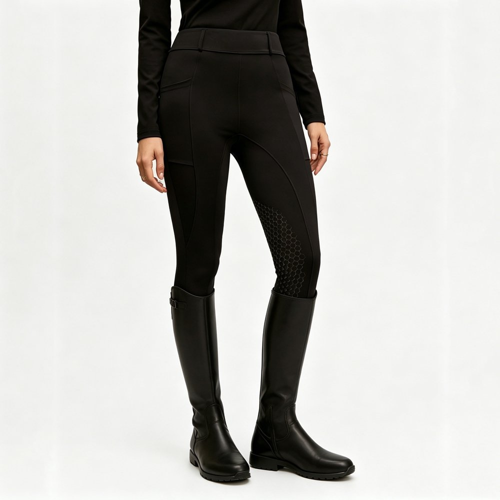 professional all black riding breeches – honeycomb full seat grip & cross back detail professional all black riding breeches – honeycomb full seat grip & cross back detail