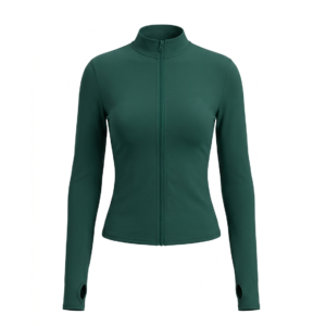 women's equestrian training jacket with thumbholes emerald green