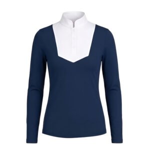 elegant long sleeve equestrian show shirt with standing collar