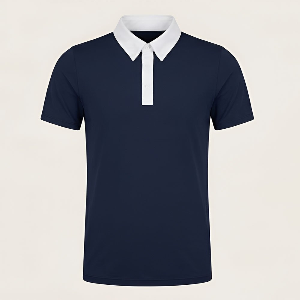 men's short sleeve equestrian polo shirt with contrast white collar men's short sleeve equestrian polo shirt with contrast white collar