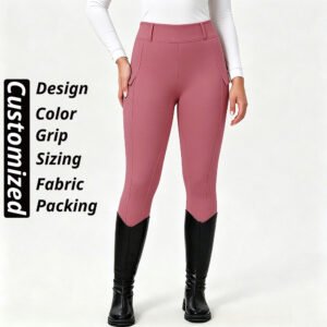 Home women's high waist dusty rose full seat horseshoe silicone breeches