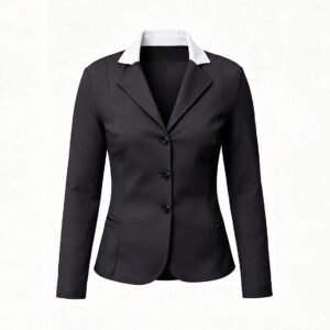 Premium Women's Black & White Contrast Equestrian Competition Show Jacket