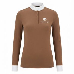 premium women's contrast long sleeve equestrian show shirt