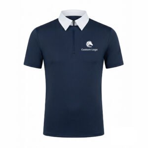 premium men's contrast short sleeve equestrian performance show shirt