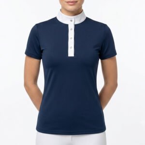 Home women's short sleeve contrast collar equestrian show shirt & polo
