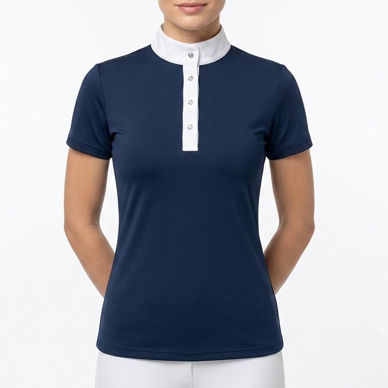 women's short sleeve contrast collar equestrian show shirt & polo women's short sleeve contrast collar equestrian show shirt & polo