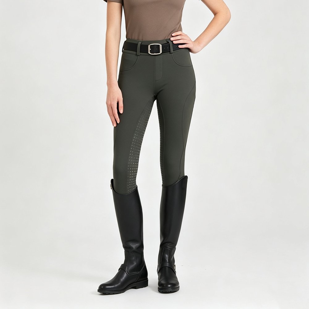 women's high waist olive green full seat silicone grip breeches women's high waist olive green full seat silicone grip breeches