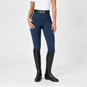 women's high waist navy blue full seat silicone grip riding breeches