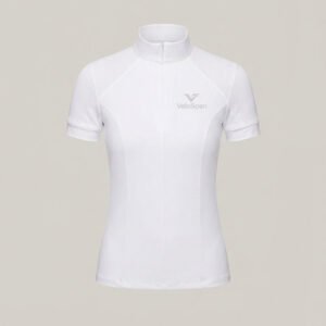 Home women's short sleeve mesh show shirt with custom rhinestone logo