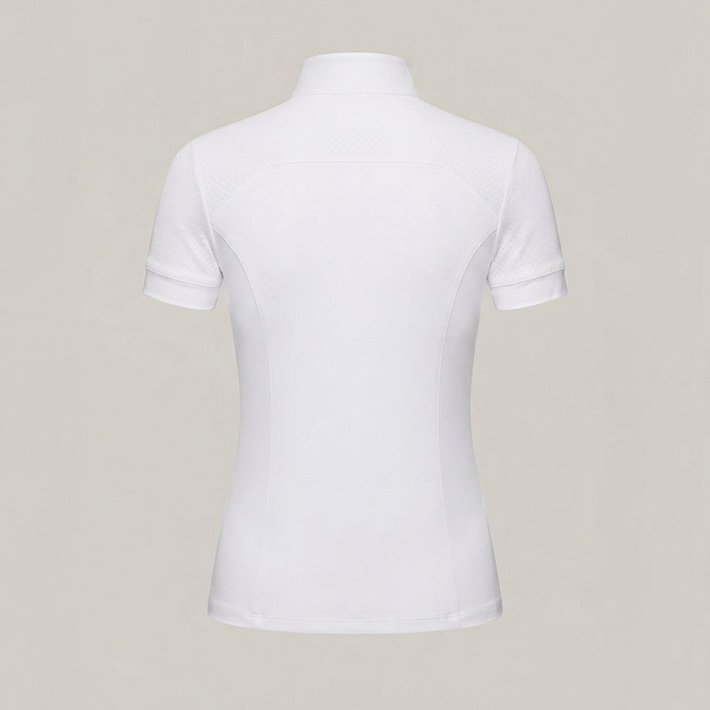 women's short sleeve mesh show shirt with custom rhinestone logo women's short sleeve mesh show shirt with custom rhinestone logo