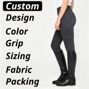 women's high waist charcoal full seat silicone grip breeches