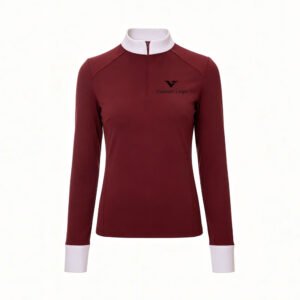 women's long sleeve contrast collar equestrian show shirt