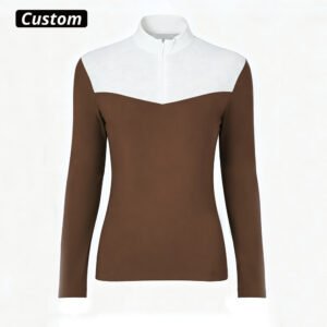 women's long sleeve mesh yoke equestrian riding baselayer