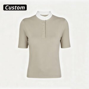 women's short sleeve stand collar equestrian show baselayer